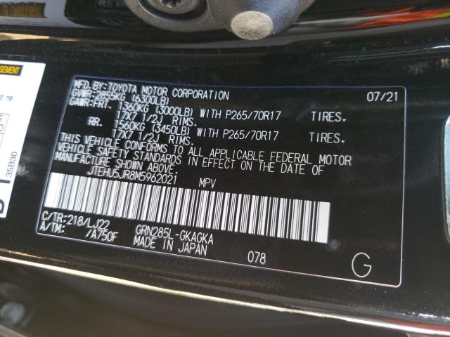 2021 TOYOTA 4RUNNER VE JTEHU5JR8M5962021
