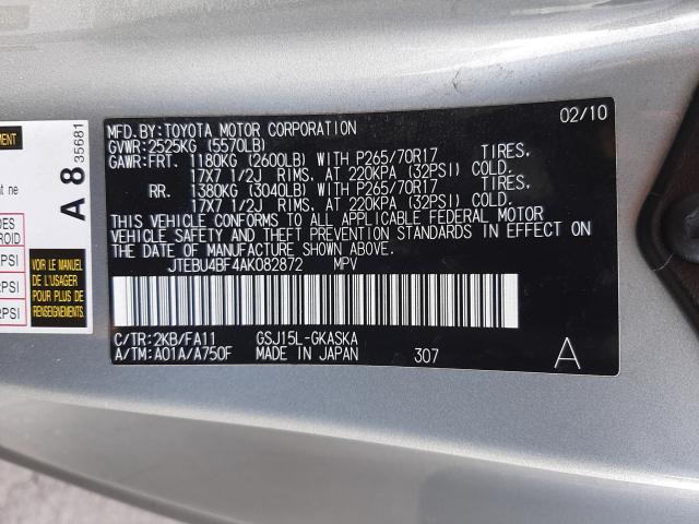 2010 TOYOTA FJ CRUISER JTEBU4BF4AK082872