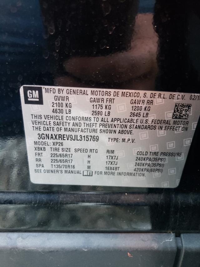 3GNAXREV9JL315769 Chevrolet Equinox Ls 2018. Фото: 9