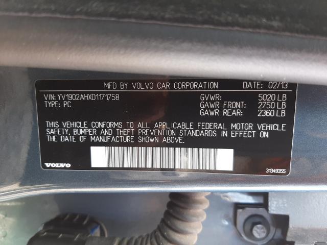 2013 VOLVO S80 T6 YV1902AHXD1171758