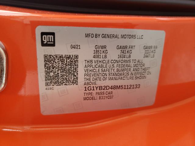 2021 CHEVROLET STINGRAY 1G1YB2D48M5112133