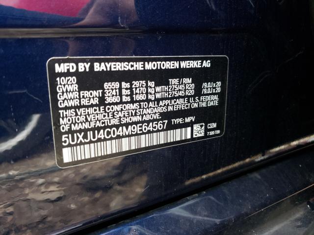 2021 BMW X5 M50I 5UXJU4C04M9E64567