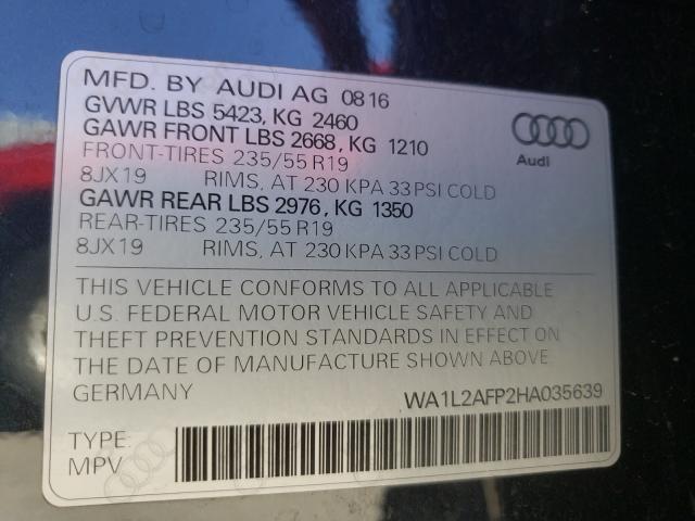 VIN WA1L2AFP2HA035639 2017 Audi Q5, Premium Plus no.10