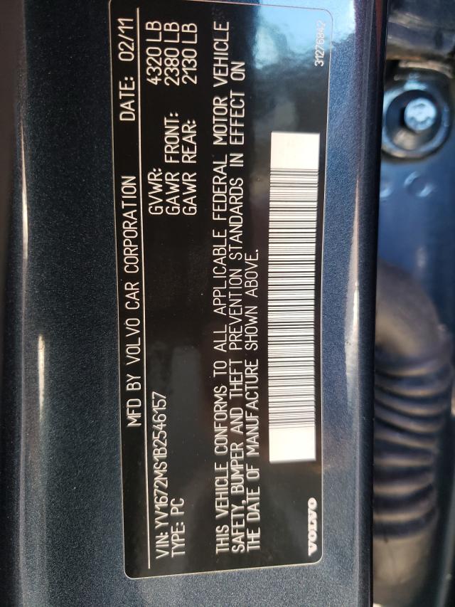 2011 VOLVO S40 T5 YV1672MS1B2546157