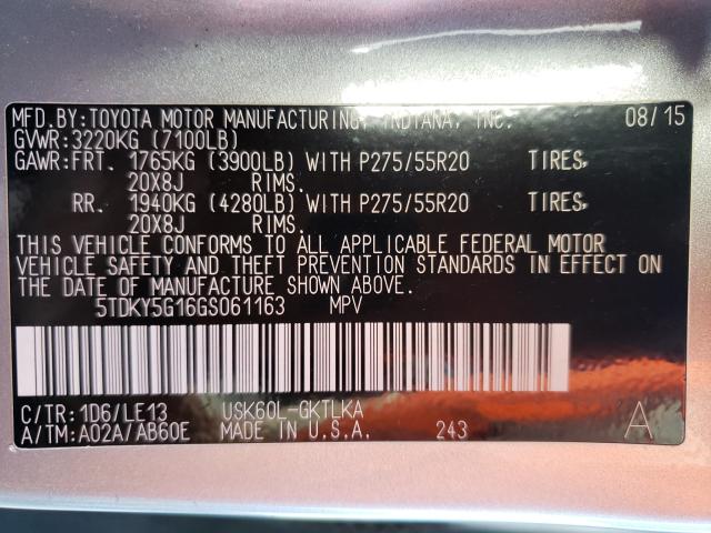 2016 TOYOTA SEQUOIA LI 5TDKY5G16GS061163