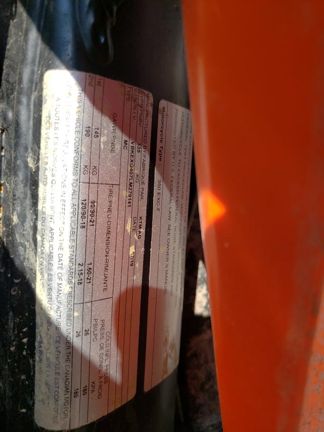 2020 KTM 350 EXC-F VBKEXG407LM279141