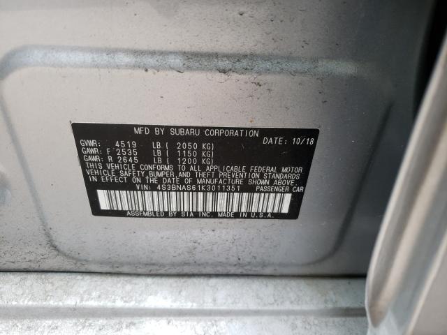 2019 SUBARU LEGACY SPO 4S3BNAS61K3011351