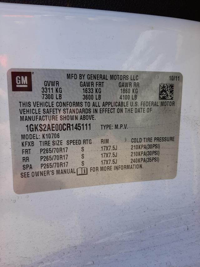 2012 GMC YUKON SLE 1GKS2AE00CR145111