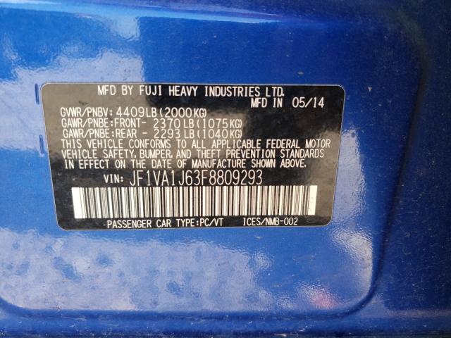 2015 SUBARU WRX LIMITE JF1VA1J63F8809293