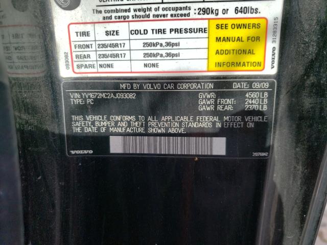 2010 VOLVO C70 T5 YV1672MC2AJ093082