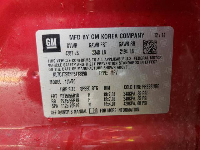 2015 CHEVROLET TRAX LTZ KL7CJTSB5FB118890