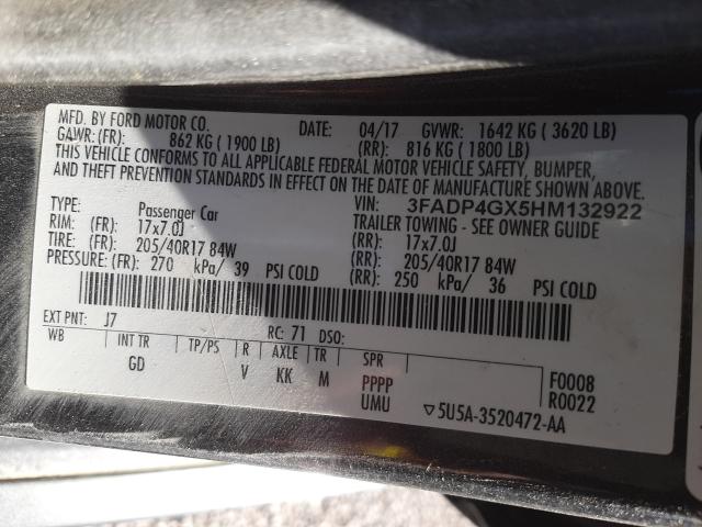 2017 FORD FIESTA ST 3FADP4GX5HM132922
