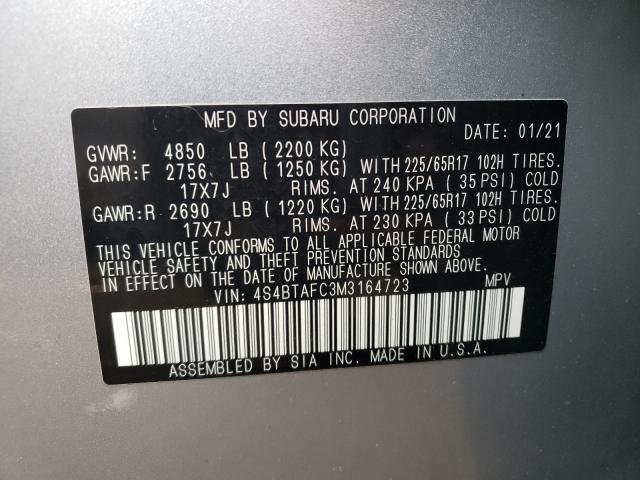2021 SUBARU OUTBACK PR 4S4BTAFC3M3164723