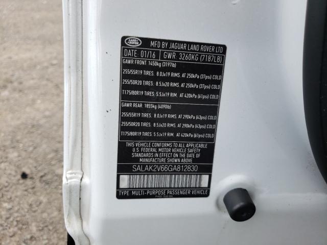 2016 LAND ROVER LR4 HSE LU SALAK2V66GA812830