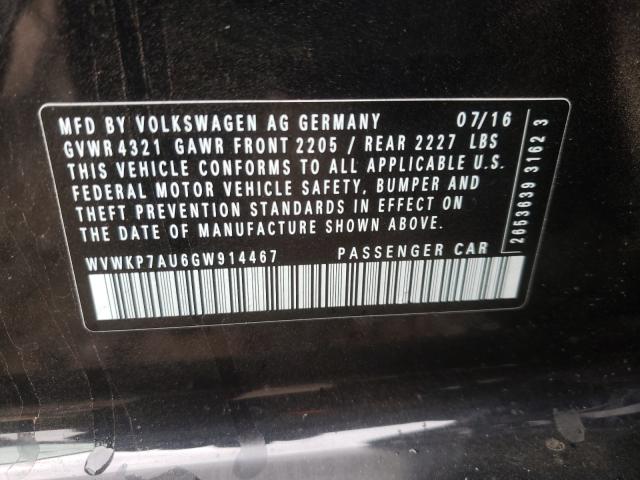 2016 VOLKSWAGEN E-GOLF SE WVWKP7AU6GW914467