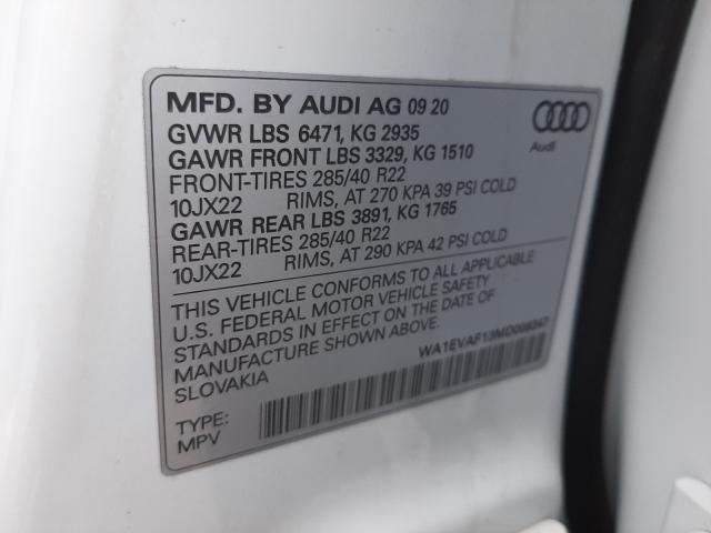 2021 AUDI Q8 PREMIUM WA1EVAF13MD006347