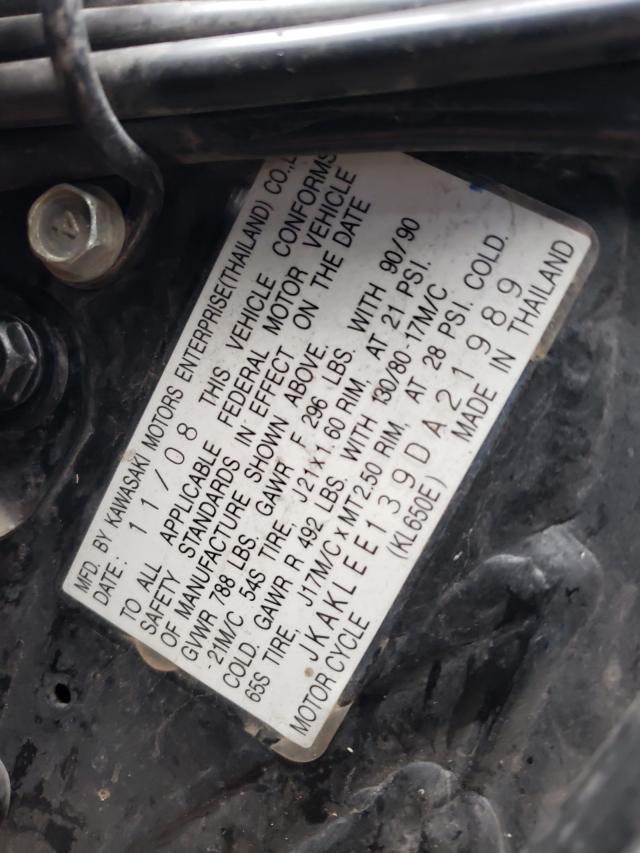 2009 KAWASAKI KL650 E JKAKLEE139DA21989
