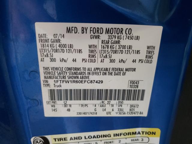 2014 FORD F150 SVT R 1FTFW1R60EFC87429