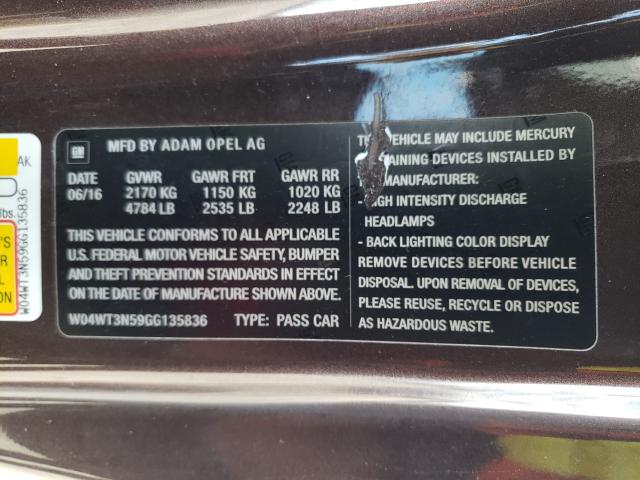 2016 BUICK CASCADA PR W04WT3N59GG135836