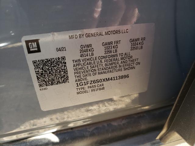 2021 CHEVROLET BOLT 1G1FZ6S0XM4113896