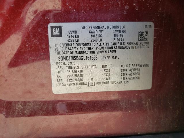 2016 CHEVROLET TRAX LTZ 3GNCJMSB0GL161663