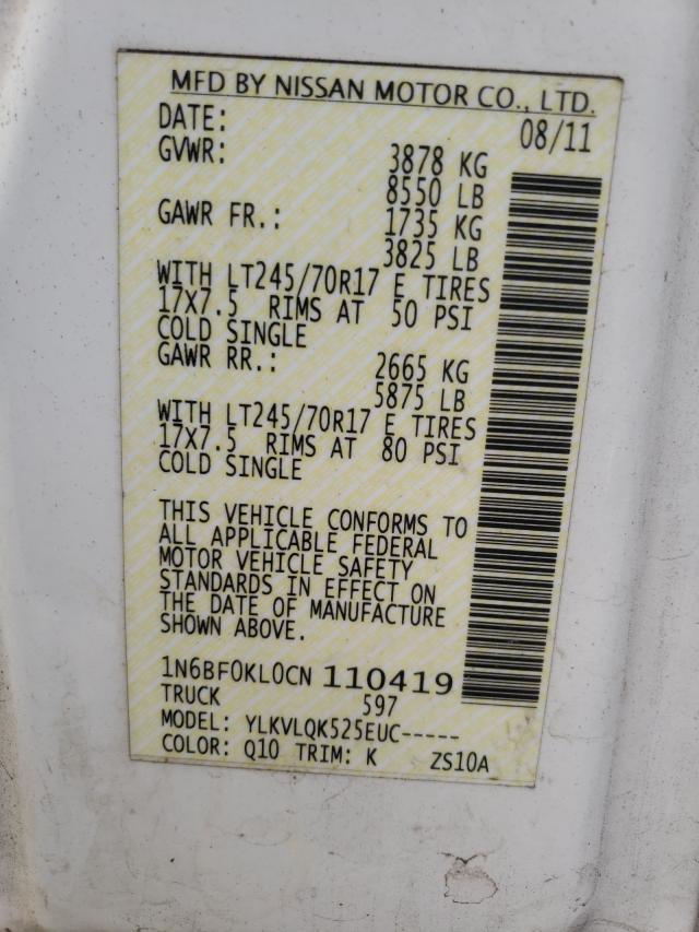 2012 NISSAN NV 1500 1N6BF0KL0CN110419