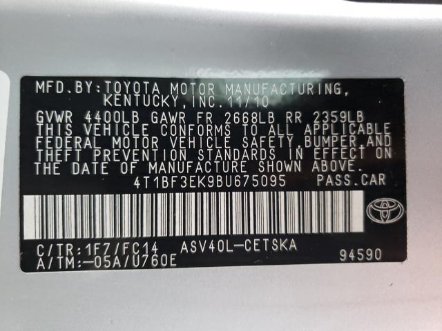 2011 TOYOTA CAMRY BASE 4T1BF3EK9BU675095