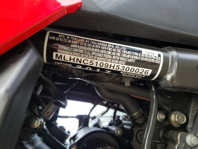 2017 HONDA CBR300 R MLHNC5109H5300026