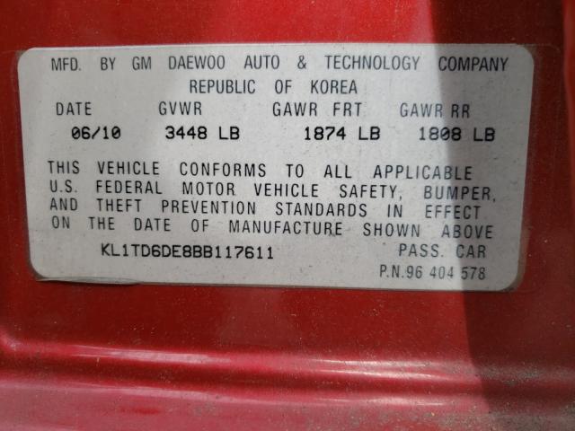 2011 CHEVROLET AVEO KL1TD6DE8BB117611