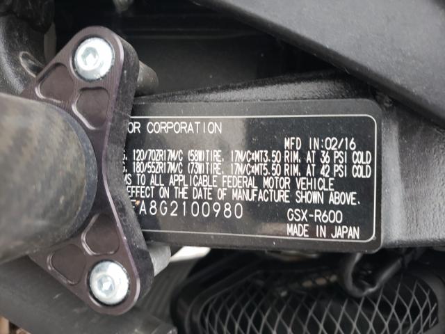 2016 SUZUKI GSX-R600 JS1GN7FA8G2100980