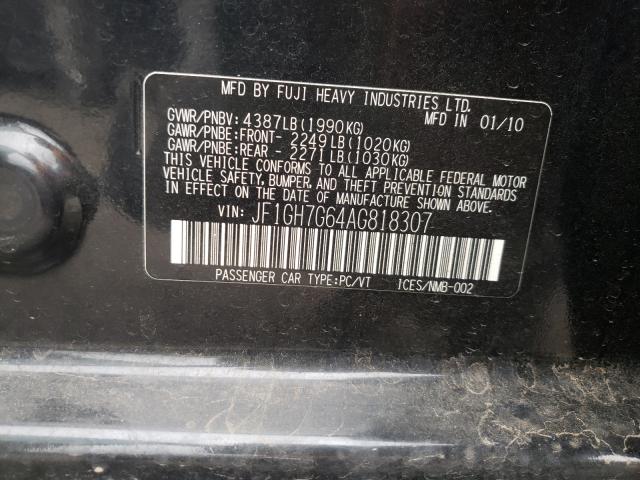 2010 SUBARU IMPREZA WR JF1GH7G64AG818307