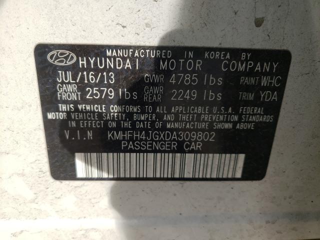 2013 HYUNDAI AZERA GLS KMHFH4JGXDA309802