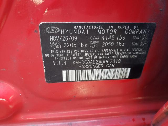 2010 HYUNDAI ELANTRA TO KMHDC8AE2AU067819