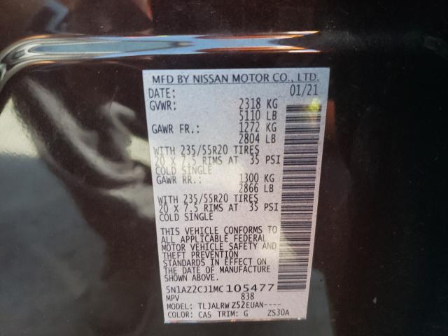 2021 NISSAN MURANO SL 5N1AZ2CJ1MC105477