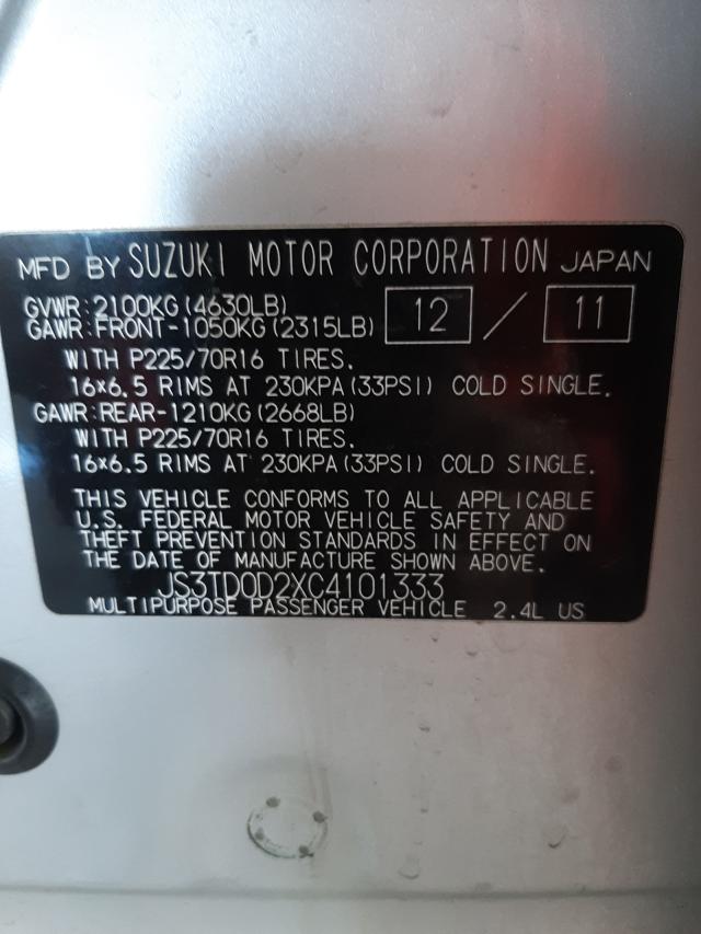 2012 SUZUKI GRAND VITA JS3TD0D2XC4101333