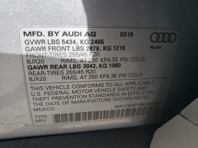 2019 AUDI Q5 PRESTIG WA1CNAFY9K2088243