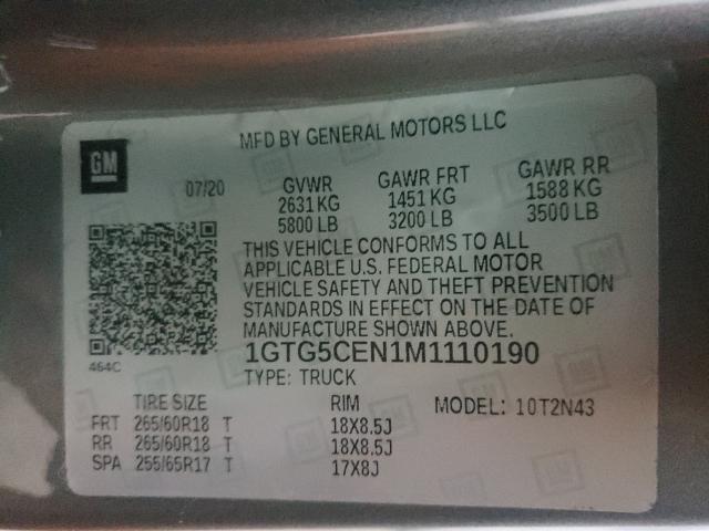 2021 GMC CANYON ELE 1GTG5CEN1M1110190