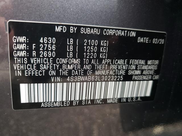 2020 SUBARU LEGACY 4S3BWAB63L3023225
