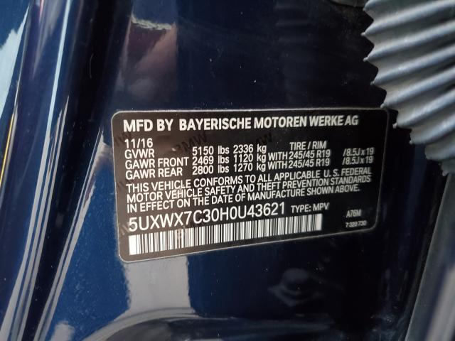2017 BMW X3 XDRIVE3 5UXWX7C30H0U43621