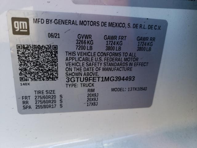 2021 GMC SIERRA 3GTU9FET1MG394493
