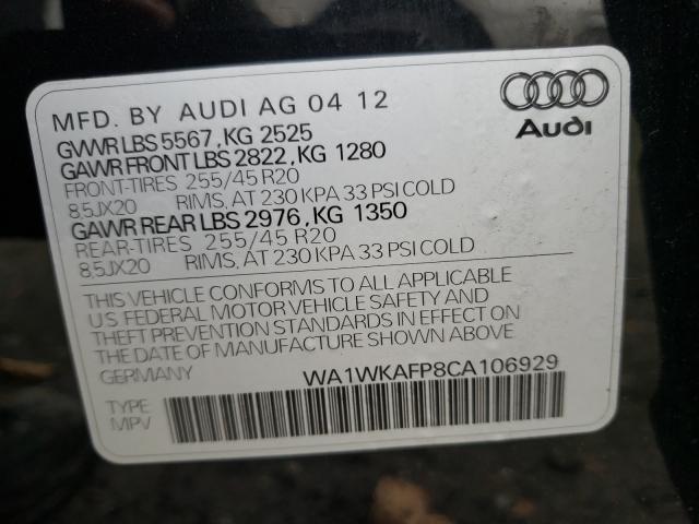 2012 AUDI Q5 PRESTIG WA1WKAFP8CA106929