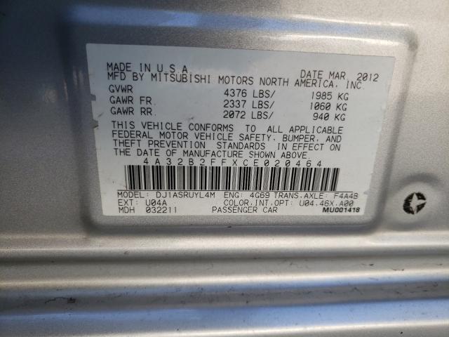 2012 MITSUBISHI GALANT FE 4A32B2FFXCE020464
