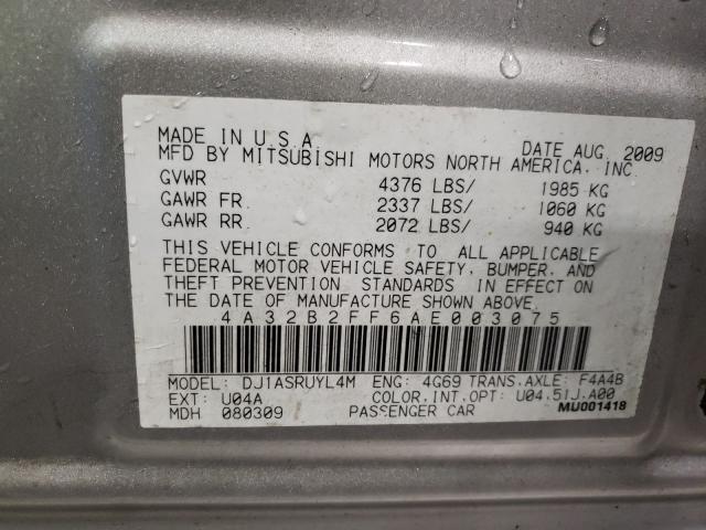 2010 MITSUBISHI GALANT FE 4A32B2FF6AE003075