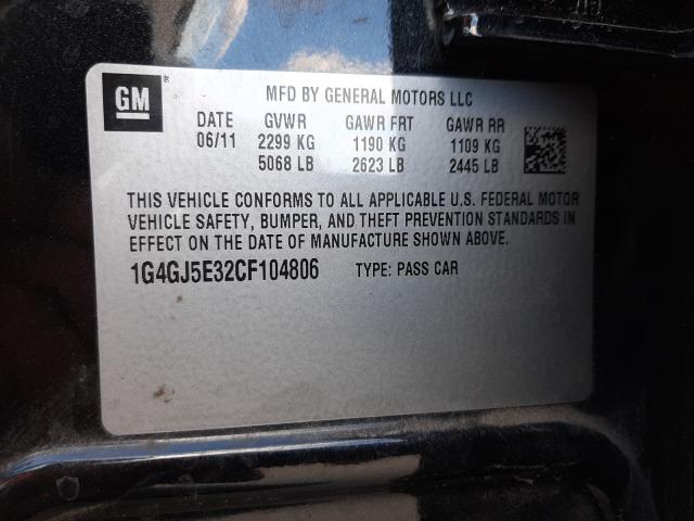 2012 BUICK LACROSSE T 1G4GJ5E32CF104806