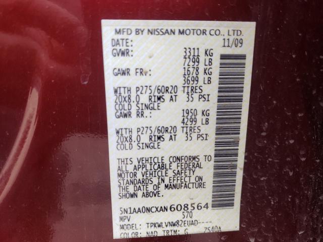 2010 NISSAN ARMADA SE 5N1AA0NCXAN608564