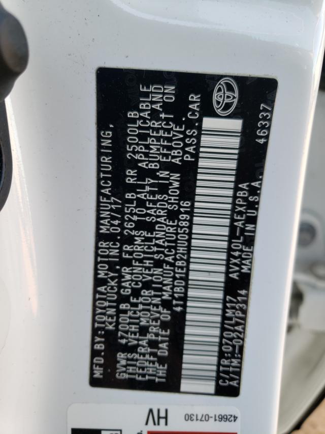 2017 TOYOTA AVALON HYB 4T1BD1EB2HU058916