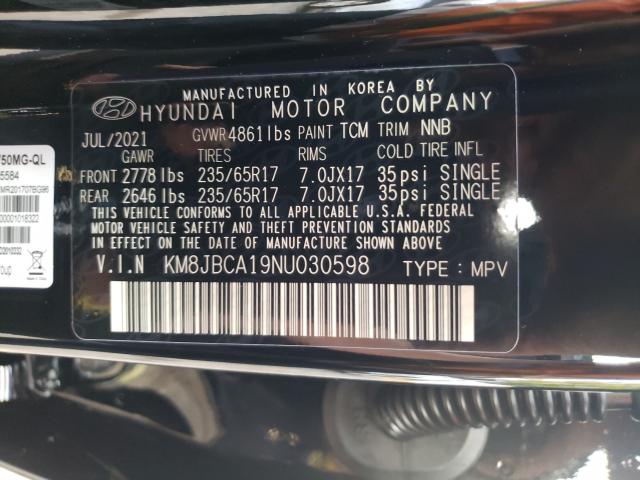 2022 HYUNDAI TUCSON BLU KM8JBCA19NU030598