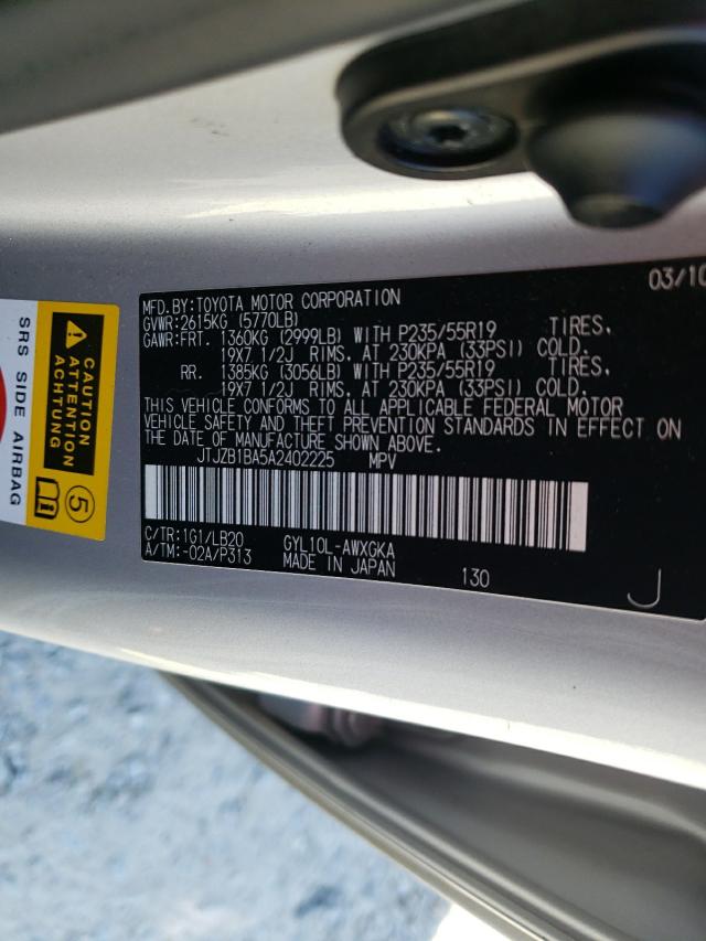 2010 LEXUS RX 450 JTJZB1BA5A2402225