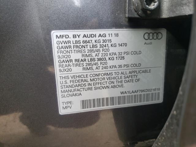 VIN WA1LAAF79KD021018 2019 Audi Q7, Premium Plus no.10