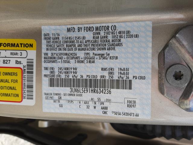 2017 LINCOLN MKZ RESERV 3LN6L5E91HR634236